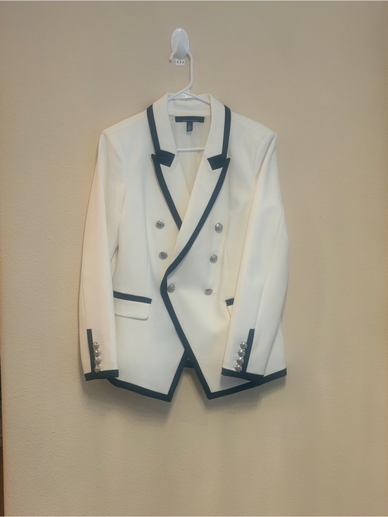 White House Black Market Jackets & Blazers - White House Black Market Cream Double-Breasted Blazer with Black Trim size 12